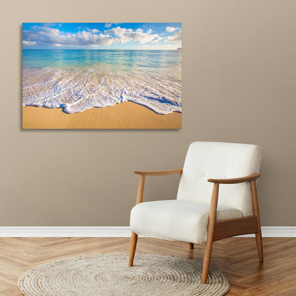 Quadro Stampa su Tela con Telaio in legno panorama mare spiaggia