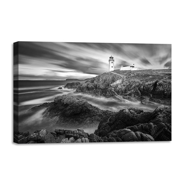Quadro Stampa su Tela con Telaio in legno panorama mare faro
