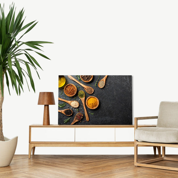 Quadro Stampa su Tela con Telaio in legno cucina spezie ristorante