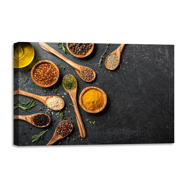 Quadro Stampa su Tela con Telaio in legno cucina spezie ristorante