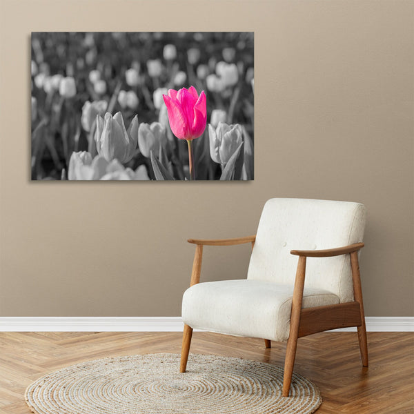Quadro Stampa su Tela con Telaio in legno panorama fiori