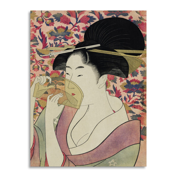 Quadro Stampa su Tela con Telaio in Legno Utamaro Kitagawa - Kushi