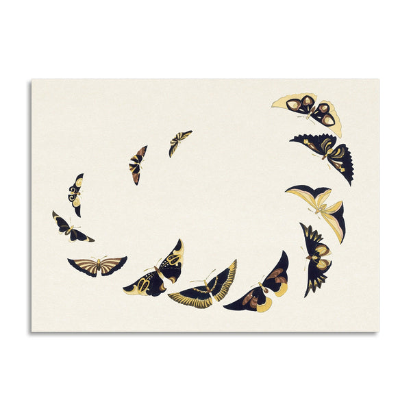 Quadro Stampa su Tela con Telaio in Legno Kamisaka Sekka - Japanese butterfly