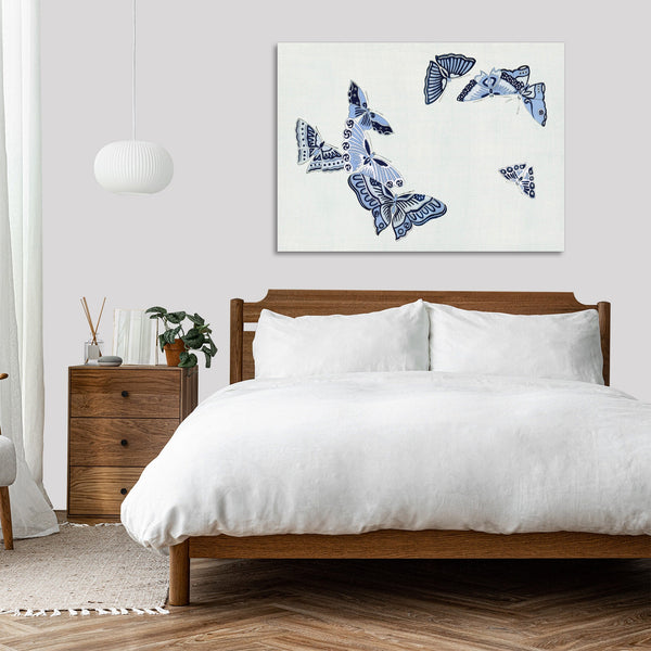Quadro Stampa su Tela con Telaio in Legno Kamisaka Sekka - Japanese butterfly