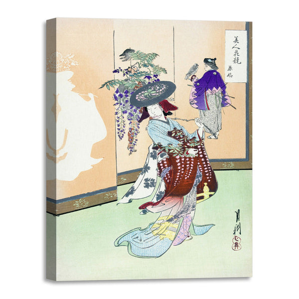 Quadro Stampa su Tela con Telaio in Legno Ogata Gekko - The Call of the Cuckoo