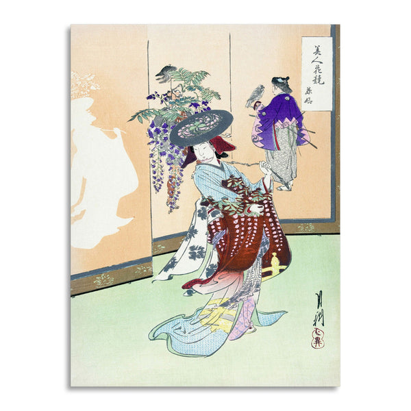 Quadro Stampa su Tela con Telaio in Legno Ogata Gekko - The Call of the Cuckoo
