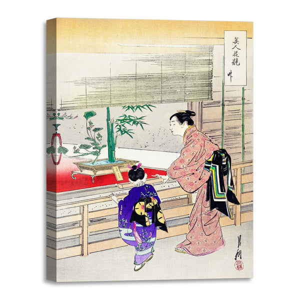 Quadro Stampa su Tela con Telaio in Legno Ogata Gekko - Ikebana Exhibition