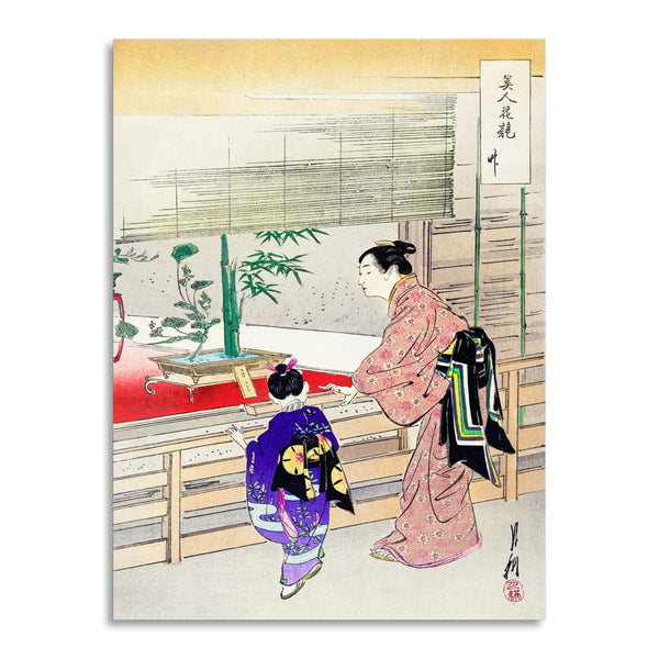 Quadro Stampa su Tela con Telaio in Legno Ogata Gekko - Ikebana Exhibition