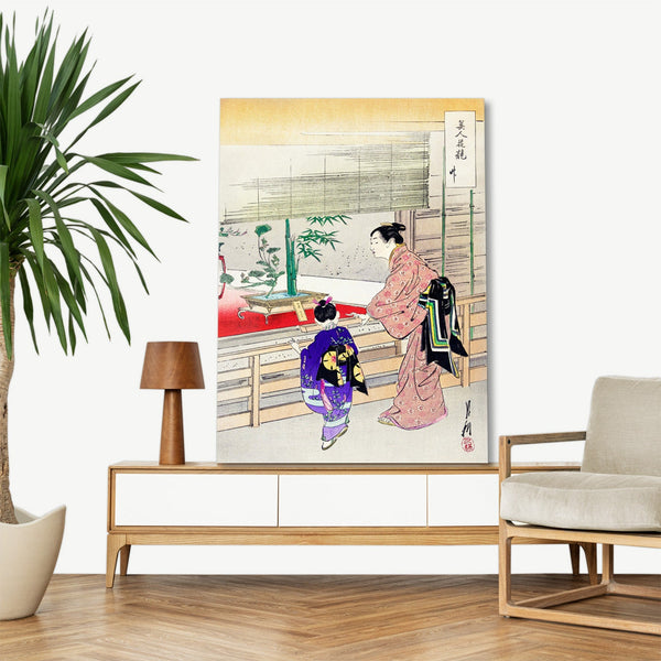 Quadro Stampa su Tela con Telaio in Legno Ogata Gekko - Ikebana Exhibition