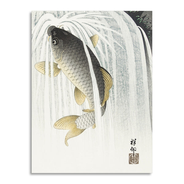 Quadro Stampa su Tela con Telaio in Legno Ohara Koson - Carp