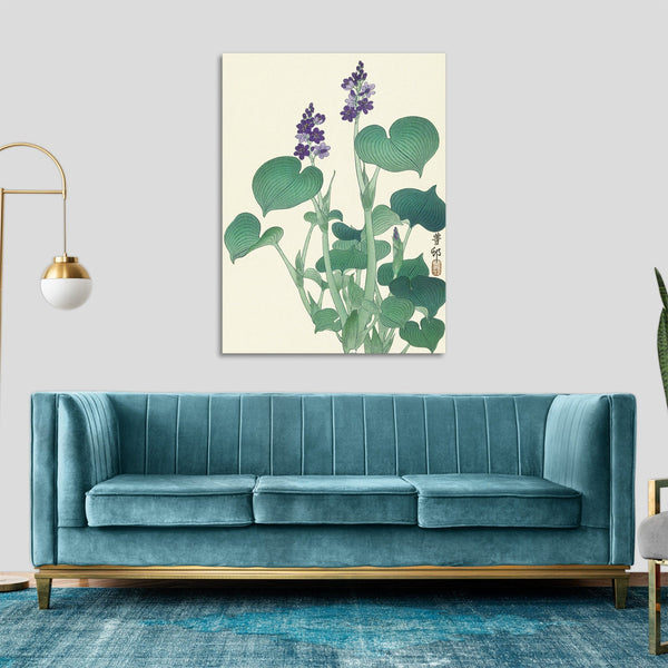Quadro Stampa su Tela con Telaio in Legno Ogata Gekko - Blooming hosta