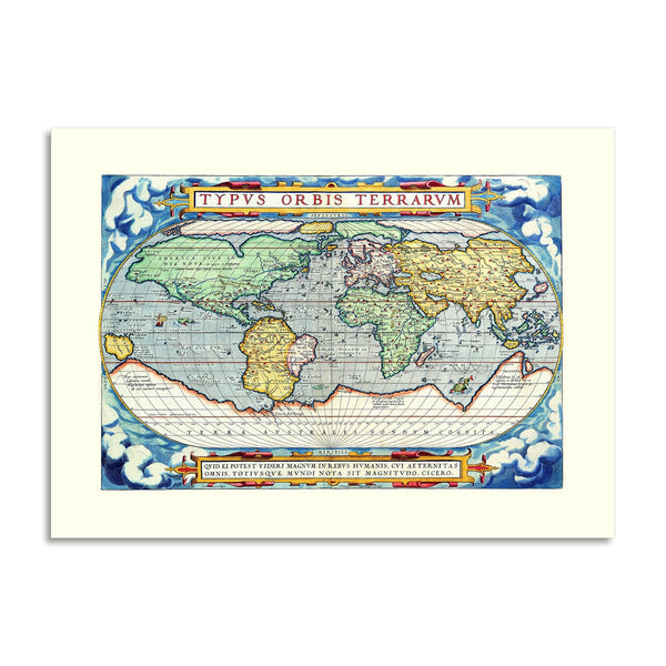 Quadro Stampa su Tela con Telaio in Legno Ortelius - World map