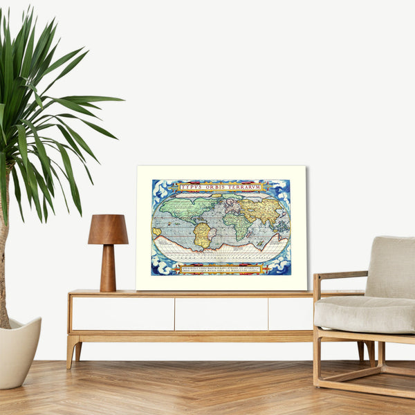 Quadro Stampa su Tela con Telaio in Legno Ortelius - World map