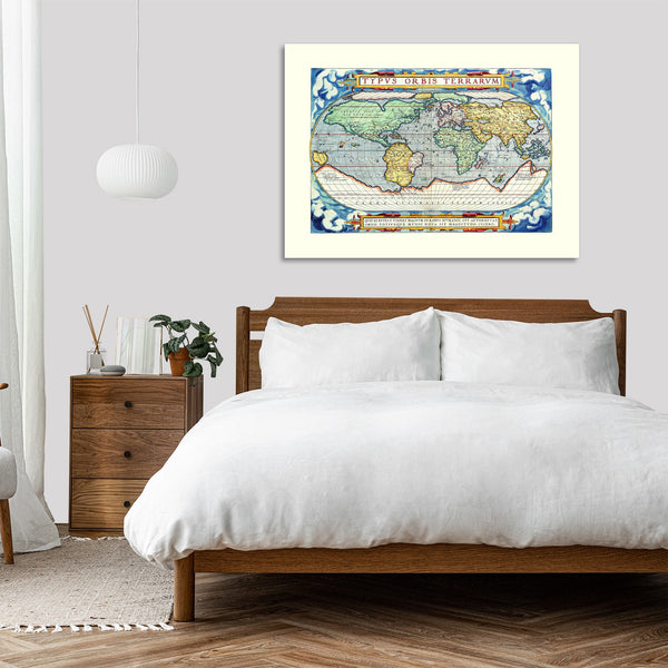 Quadro Stampa su Tela con Telaio in Legno Ortelius - World map