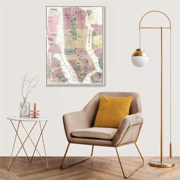 Quadro Stampa su Tela con Telaio in Legno Matthew Dripps - Map of New York