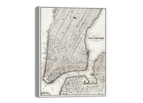 Quadro Stampa su Tela con Telaio in Legno Map of the city of New York