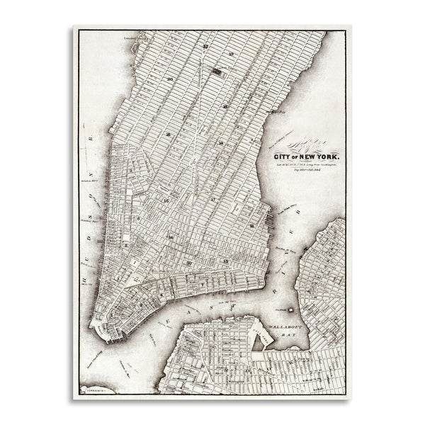 Quadro Stampa su Tela con Telaio in Legno Map of the city of New York