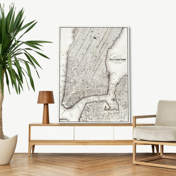 Quadro Stampa su Tela con Telaio in Legno Map of the city of New York