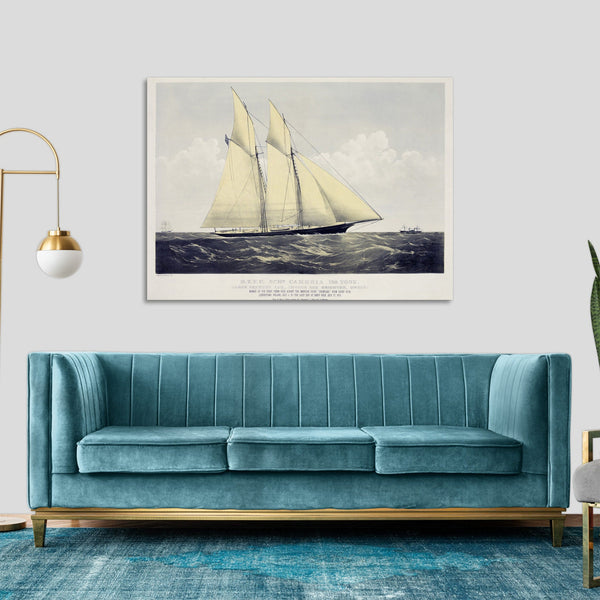 Quadro Stampa su Tela con Telaio in Legno Chromolithograph of the yacht