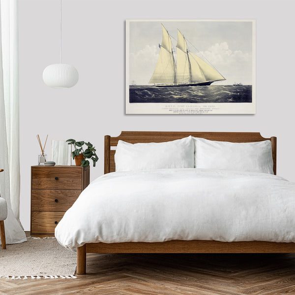 Quadro Stampa su Tela con Telaio in Legno Chromolithograph of the yacht