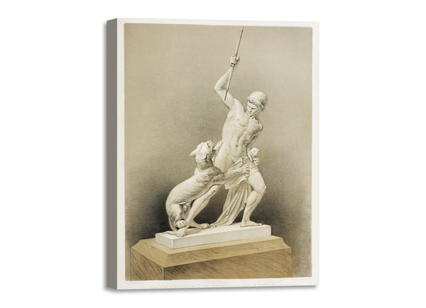 Quadro Stampa su Tela con Telaio in Legno Matthew Digby wyatt - The hunter fighting with the panther