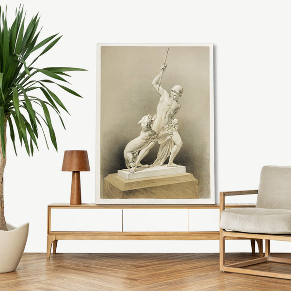 Quadro Stampa su Tela con Telaio in Legno Matthew Digby wyatt - The hunter fighting with the panther