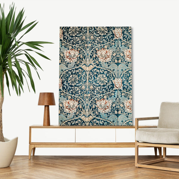 Quadro Stampa su Tela con Telaio in Legno William Morris - Honeysuckle