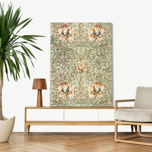 Quadro Stampa su Tela con Telaio in Legno William Morris - Honeysuckle