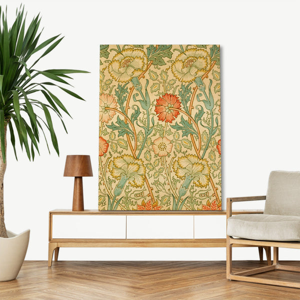 Quadro Stampa su Tela con Telaio in Legno William Morris - Pink and Rose