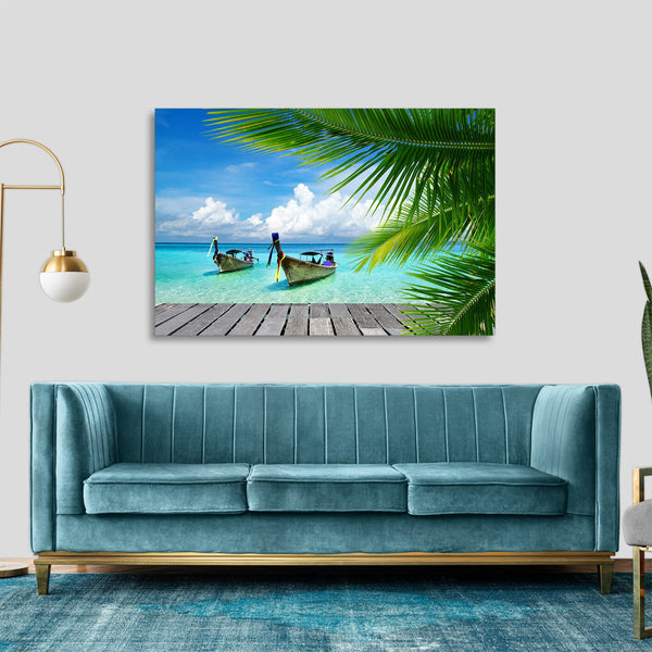 Quadro Stampa su Tela con Telaio in legno panorama isola tropicale