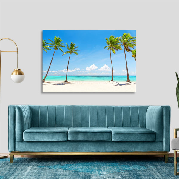 Quadro Stampa su Tela con Telaio in legno panorama isola tropicale