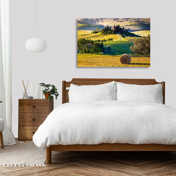 Quadro Stampa su Tela con Telaio in legno panorama toscana
