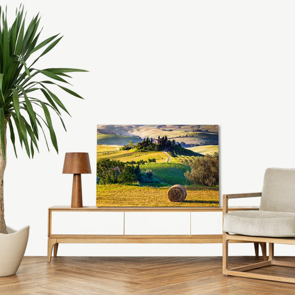 Quadro Stampa su Tela con Telaio in legno panorama toscana