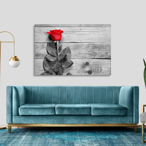 Quadro Stampa su Tela con Telaio in legno rosa fiore