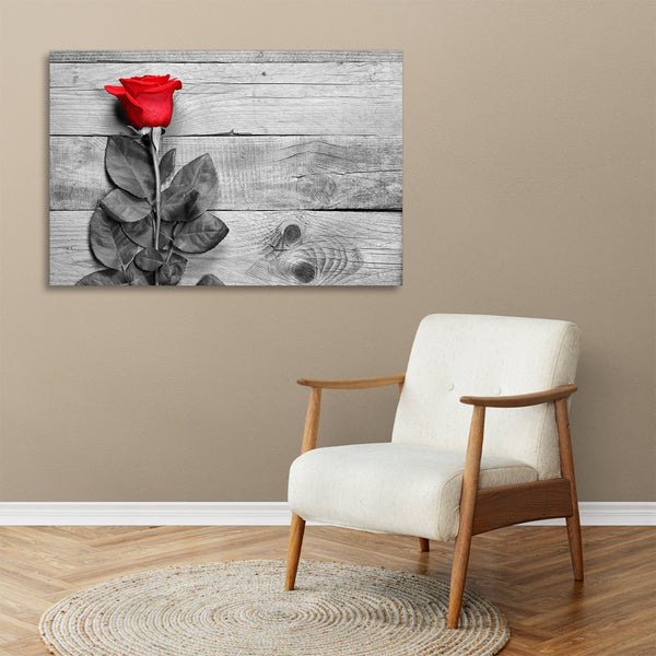 Quadro Stampa su Tela con Telaio in legno rosa fiore