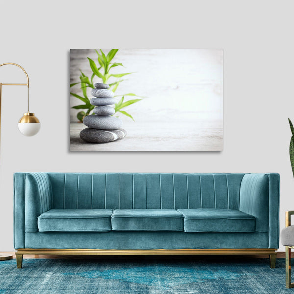 Quadro Stampa su Tela con Telaio in legno pietra zen