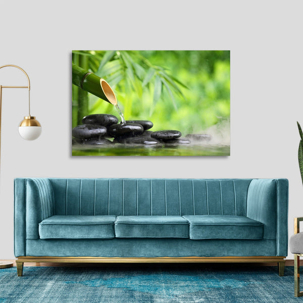 Quadro Stampa su Tela con Telaio in legno pietra zen