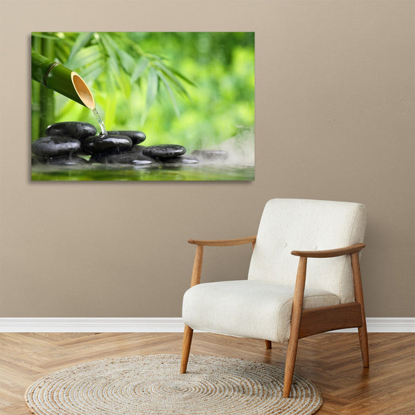 Quadro Stampa su Tela con Telaio in legno pietra zen