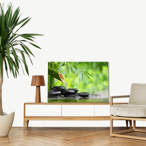 Quadro Stampa su Tela con Telaio in legno pietra zen