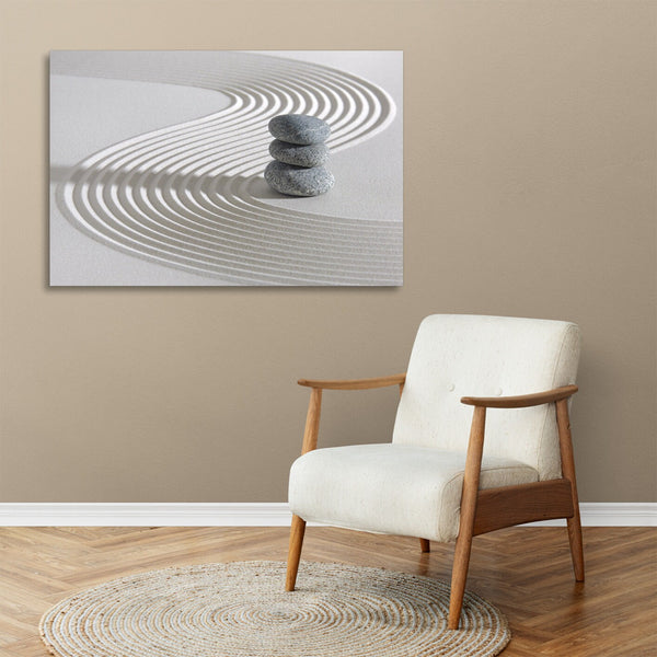 Quadro Stampa su Tela con Telaio in legno pietra zen