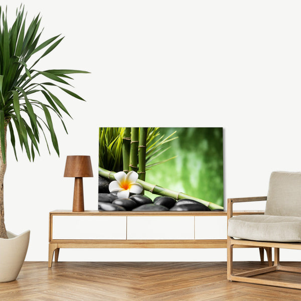 Quadro Stampa su Tela con Telaio in legno pietra zen