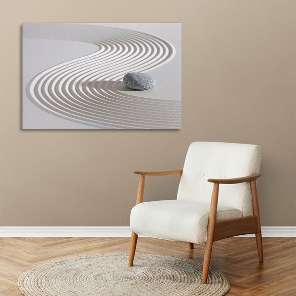 Quadro Stampa su Tela con Telaio in legno pietra zen