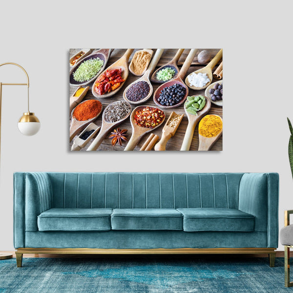 Quadro Stampa su Tela con Telaio in legno spezie cucina ristorante