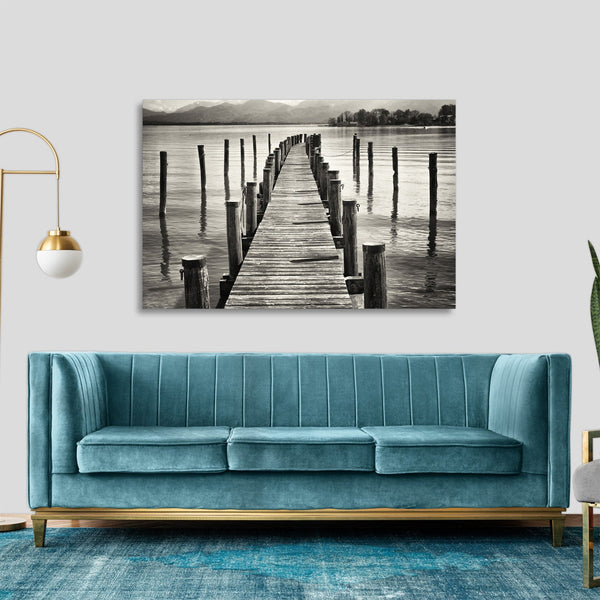 Quadro Stampa su Tela con Telaio in legno panorama pontile