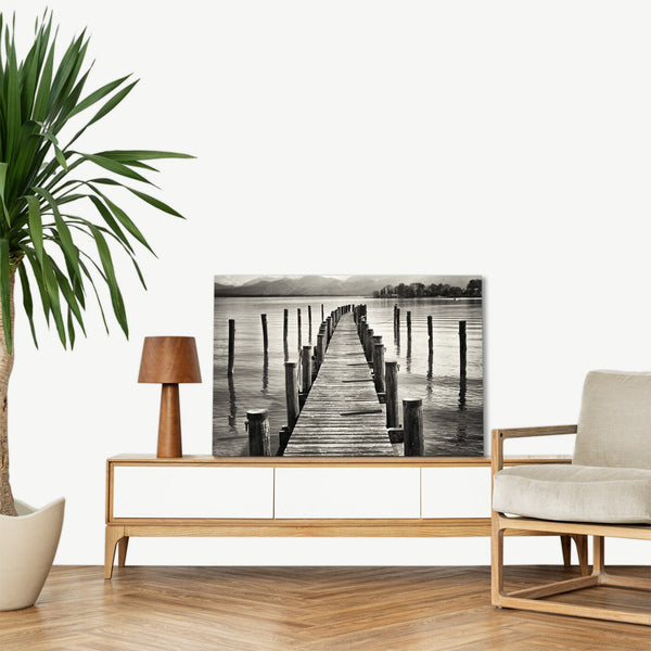 Quadro Stampa su Tela con Telaio in legno panorama pontile