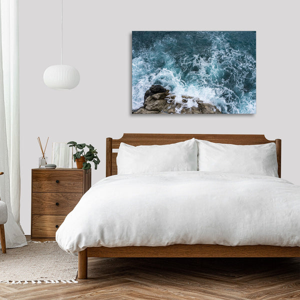 Quadro Stampa su Tela con Telaio in legno mare onde
