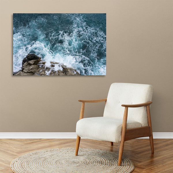 Quadro Stampa su Tela con Telaio in legno mare onde
