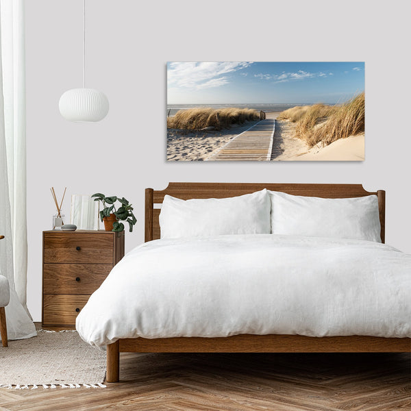 Quadro Stampa su Tela con Telaio in Legno paesaggio mare spiaggia