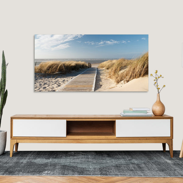 Quadro Stampa su Tela con Telaio in Legno paesaggio mare spiaggia