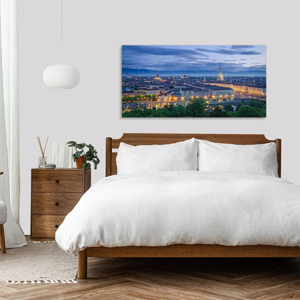 Quadro Stampa su Tela con Telaio in Legno paesaggio torino